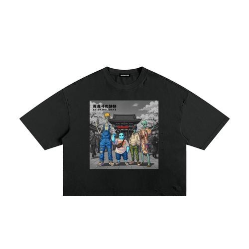 frayed,boxy,tee,tops,tees,aliens,japan,steetwear,distressed,oversized,ENCOUNTERED
