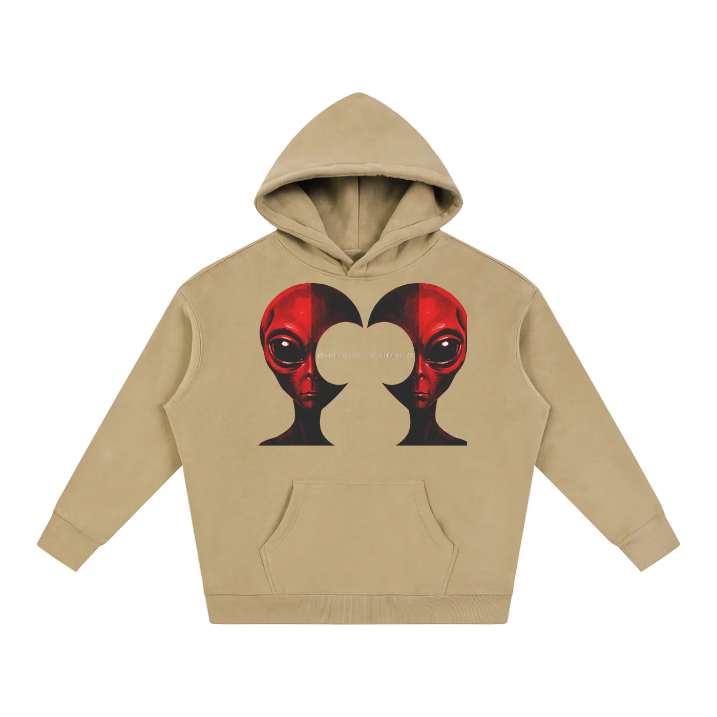 red,alien,hoodie,fleeced