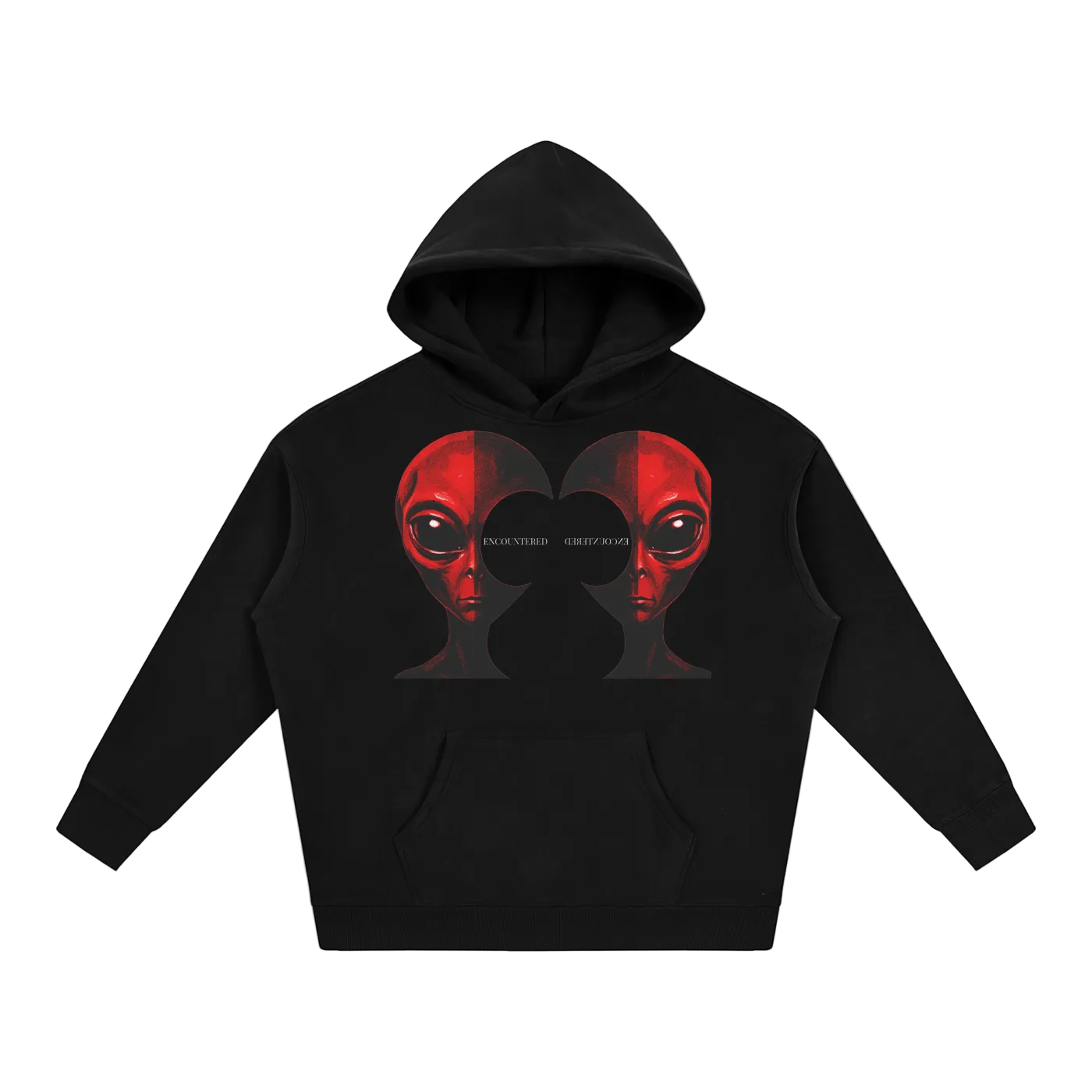 red,alien,hoodie,fleeced