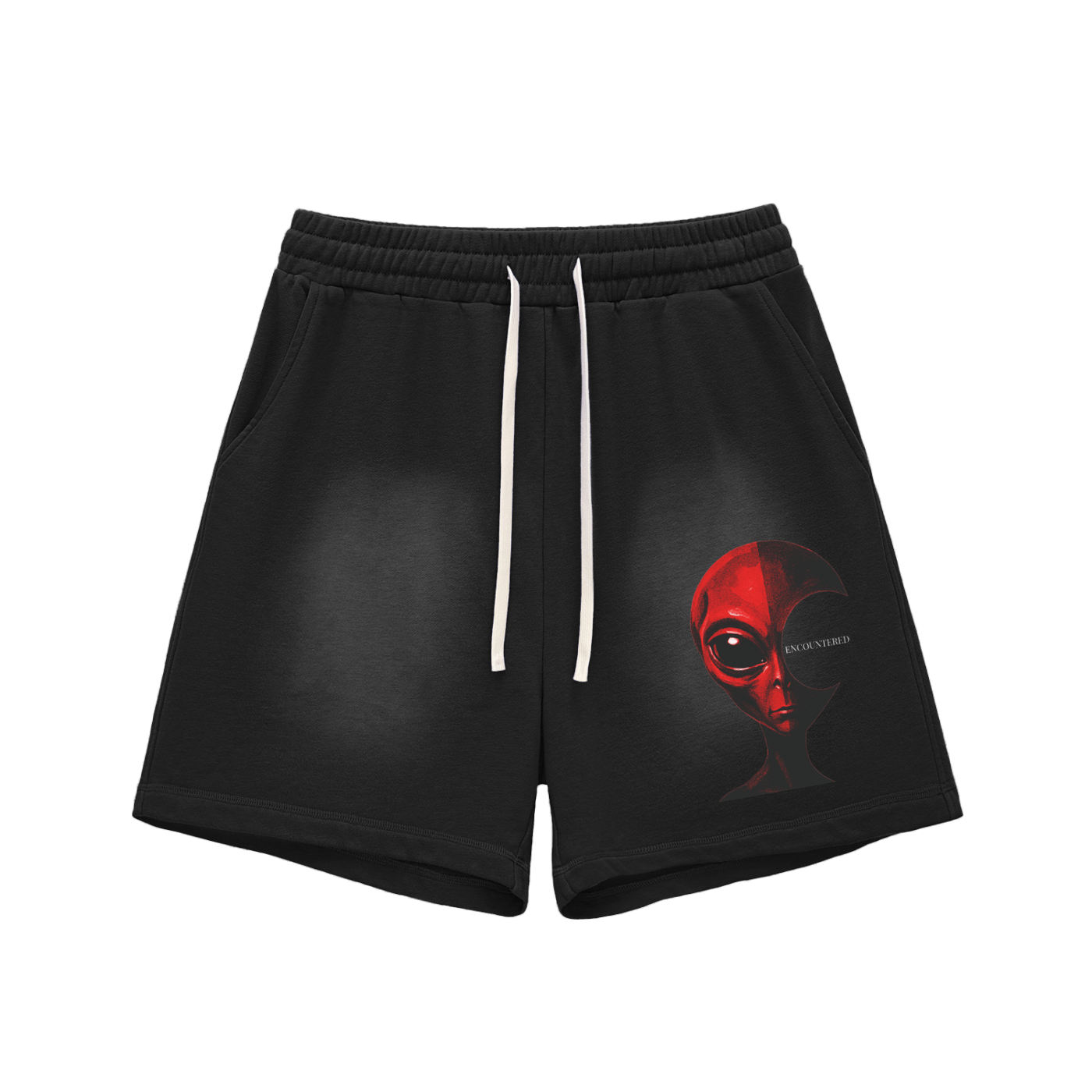 Red Grey Alien Cotton Shorts